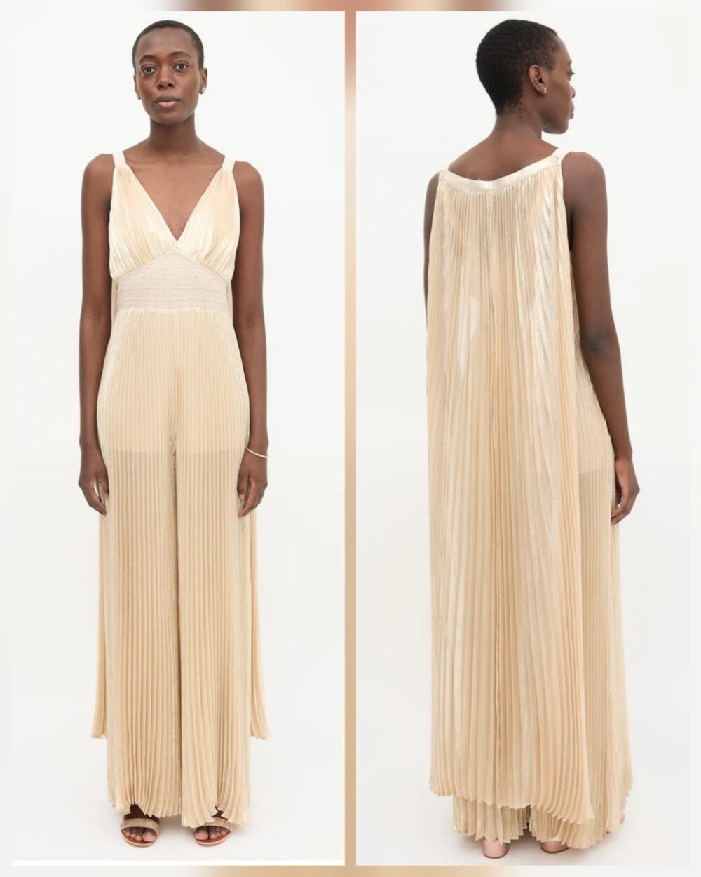 Alice + Olivia - Metallic Plissé Rosalie Jumpsuit